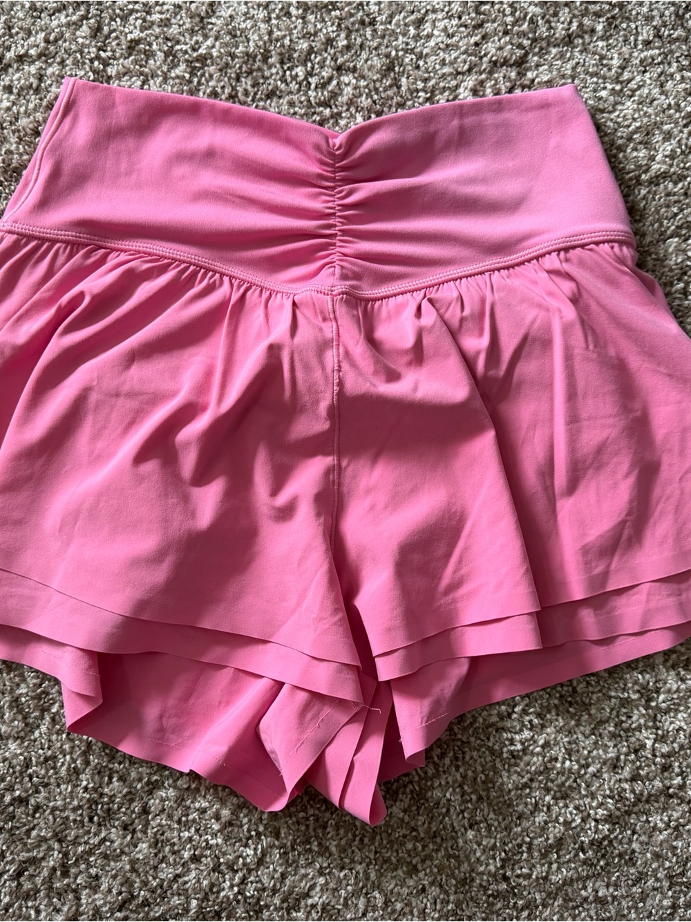 aerie Pink High-Rise Ruffle Layered Athletic Shorts